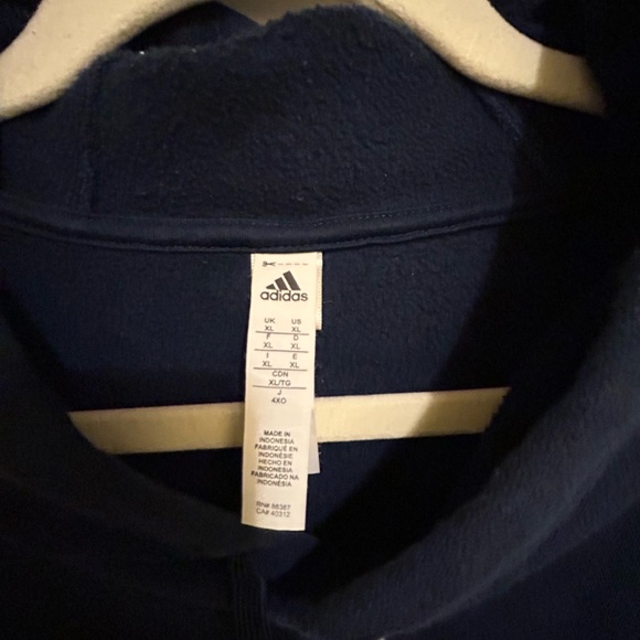 Adidas Unisex Like New Navy Blue Hoodie with White Logo, Size XL - Picture 4 of 7
